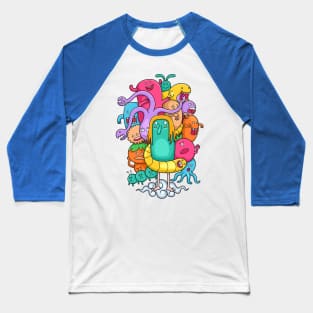 Funny monster doodle Baseball T-Shirt